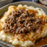 Ground Beef and Gravy Over Mashed Potatoes