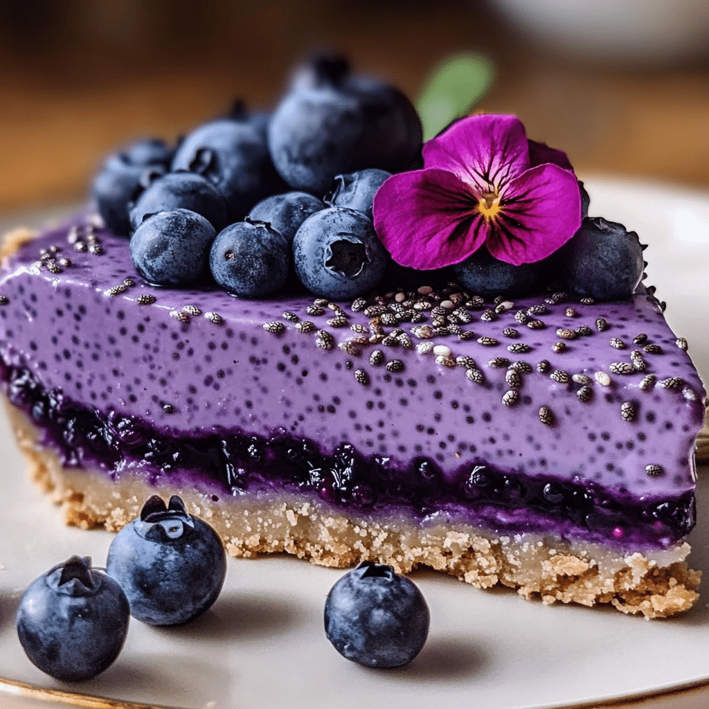 No-Bake Plant-Based Vegan Blueberry Chia Seed Pie