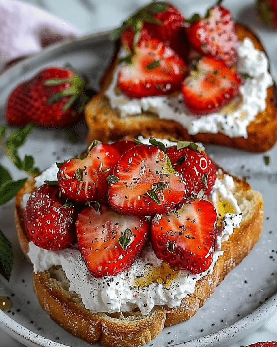 Roasted Strawberry Whipped Ricotta Toast