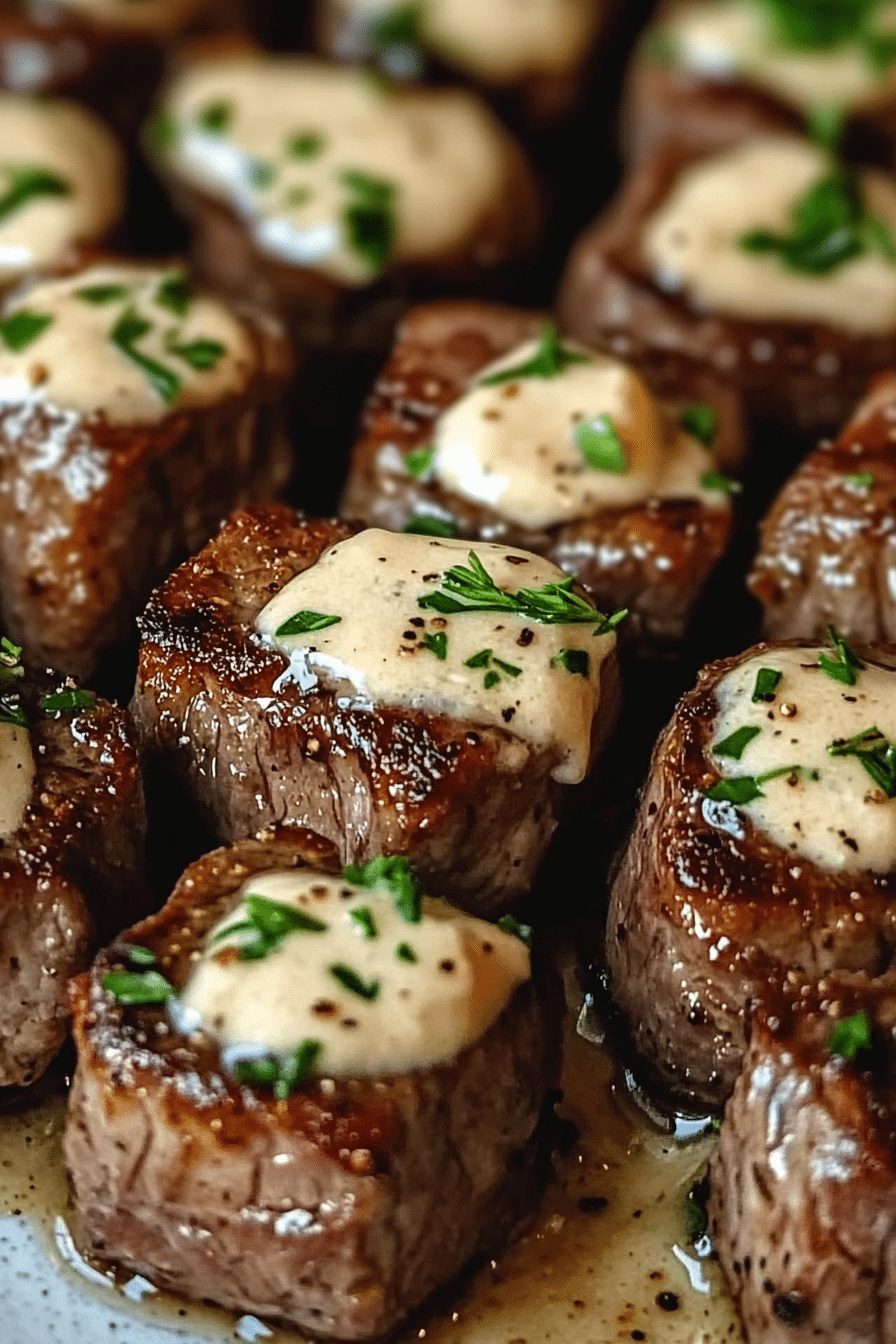 Garlic Butter Steak Bites with Parmesan Cream Sauce