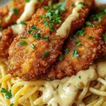 Crispy Chicken with Creamy Pasta