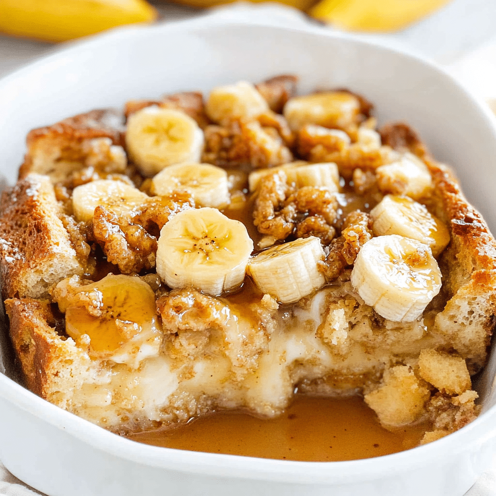 Greek Yogurt Banana Maple Bread Pudding