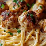 Garlic Butter Chicken Balls with Creamy Parmesan Pasta