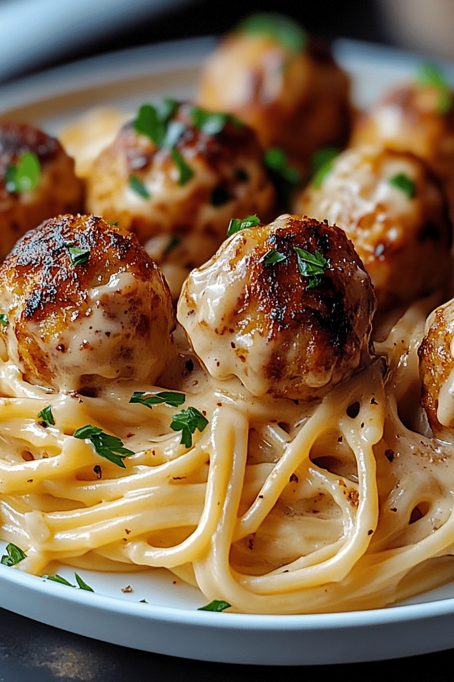 Garlic Butter Chicken Balls with Creamy Parmesan Pasta