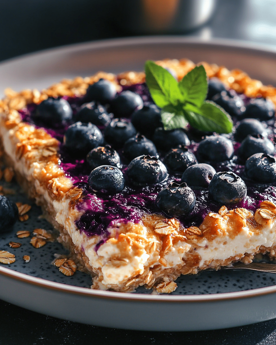 Cottage Cheese and Oat Casserole with Blueberries