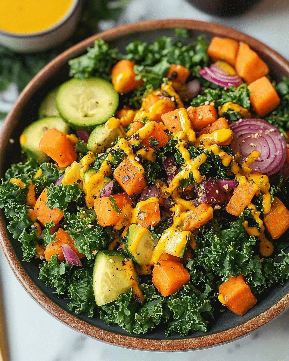 Kale Salad with Carrot Ginger Dressing