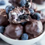 Frozen Chocolate-Dipped Blueberry Cottage Cheese Clusters