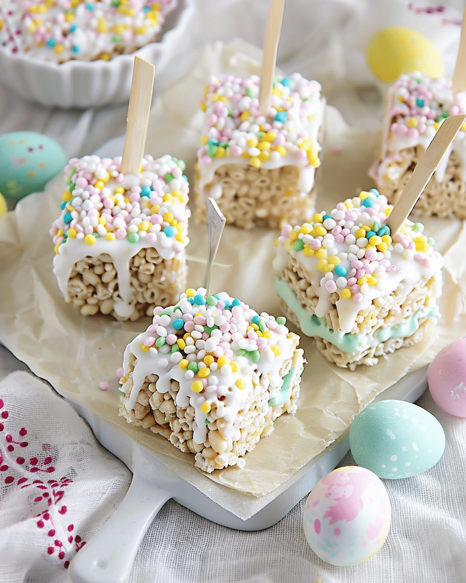 Chocolate-Dipped Easter Rice Krispie Treats