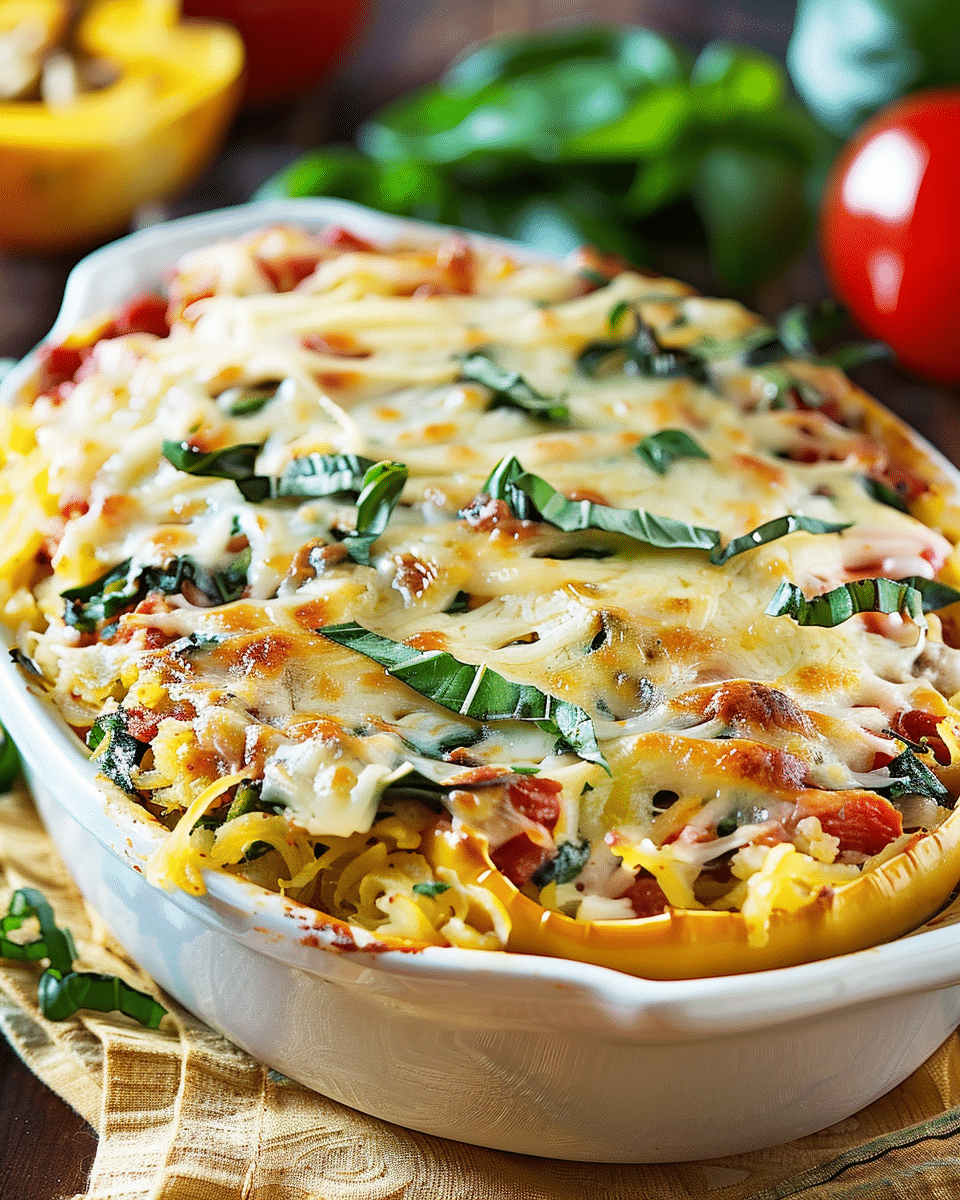 Cheesy Vegetarian Spaghetti Squash Casserole