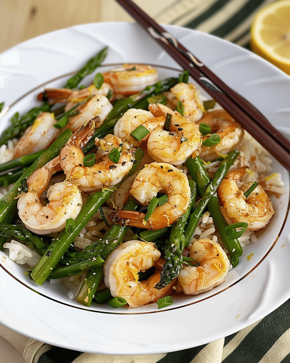 Shrimp and Asparagus Stir Fry with Lemon Sauce