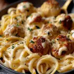 Garlic Butter Chicken Balls with Creamy Parmesan Pasta