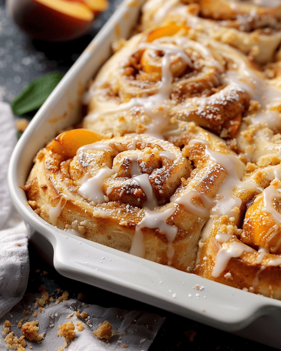 Peach Cobbler Cinnamon Rolls