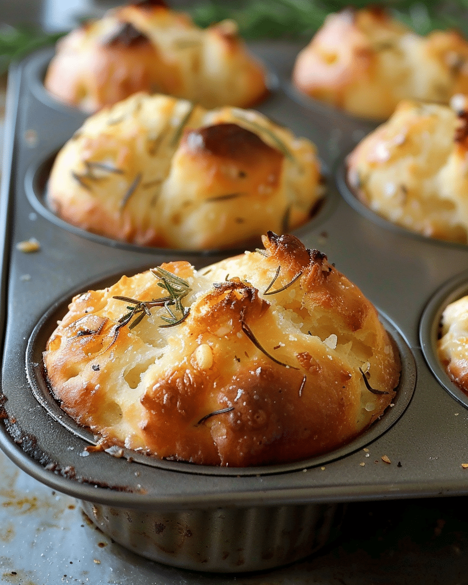 Rosemary Garlic Focaccia Muffins