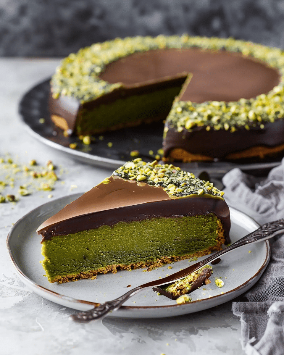 Flourless Pistachio Cake with Chocolate Ganache