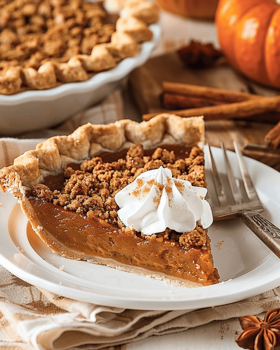 Apple Butter Pumpkin Pie with Streusel Topping
