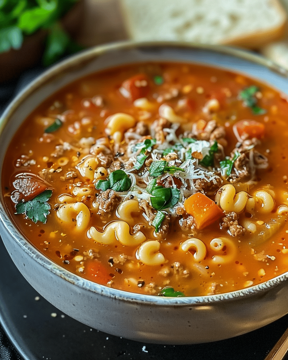 Beef & Tomato Macaroni Soup