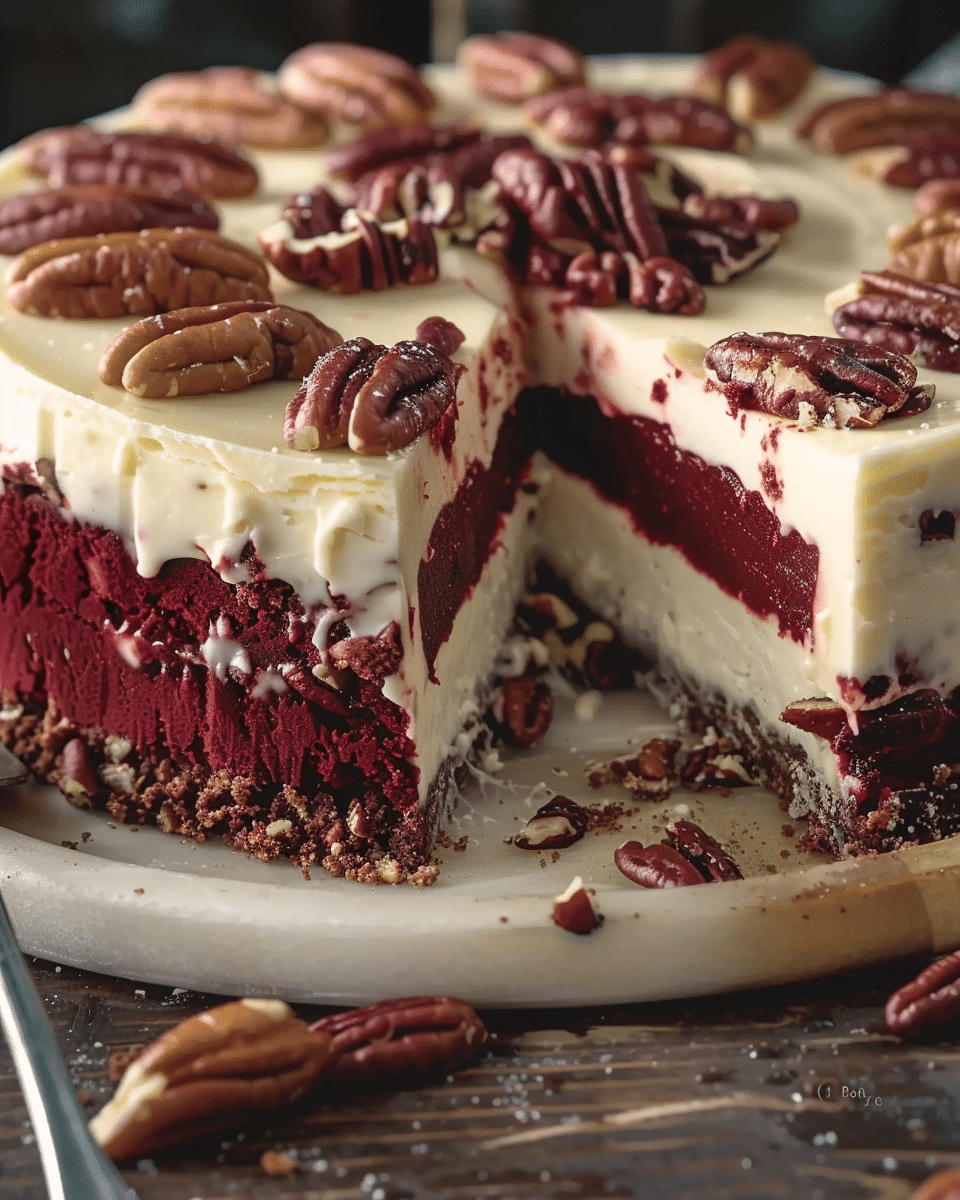 Butter Pecan Red Velvet Cheesecake