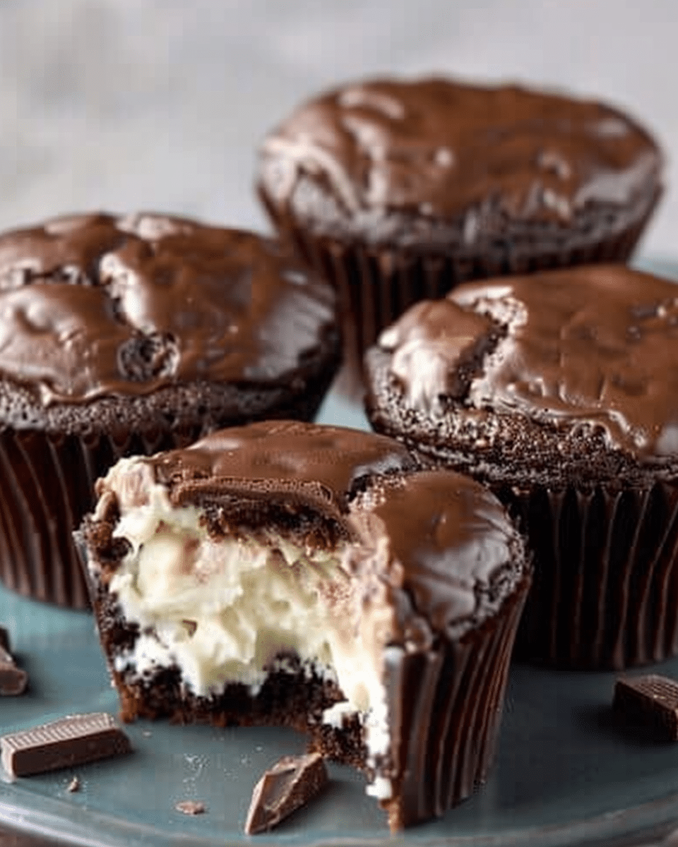 Cheesecake Stuffed Chocolate Cupcakes