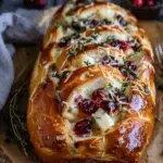 Garlic Herb Sourdough Bread Stuffed with Brie & Cranberry