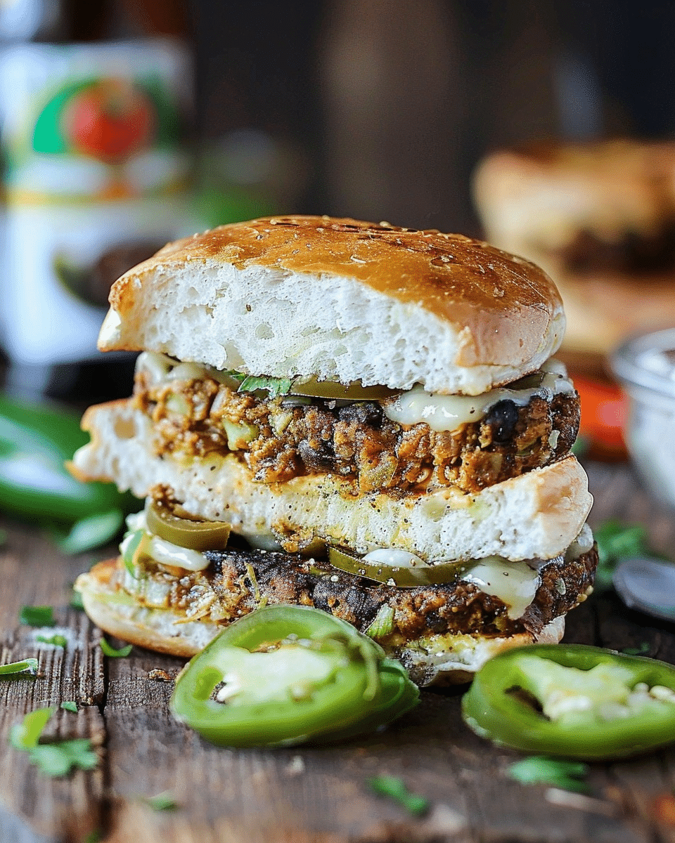 Jalapeno Popper Stuffed Black Bean Burgers