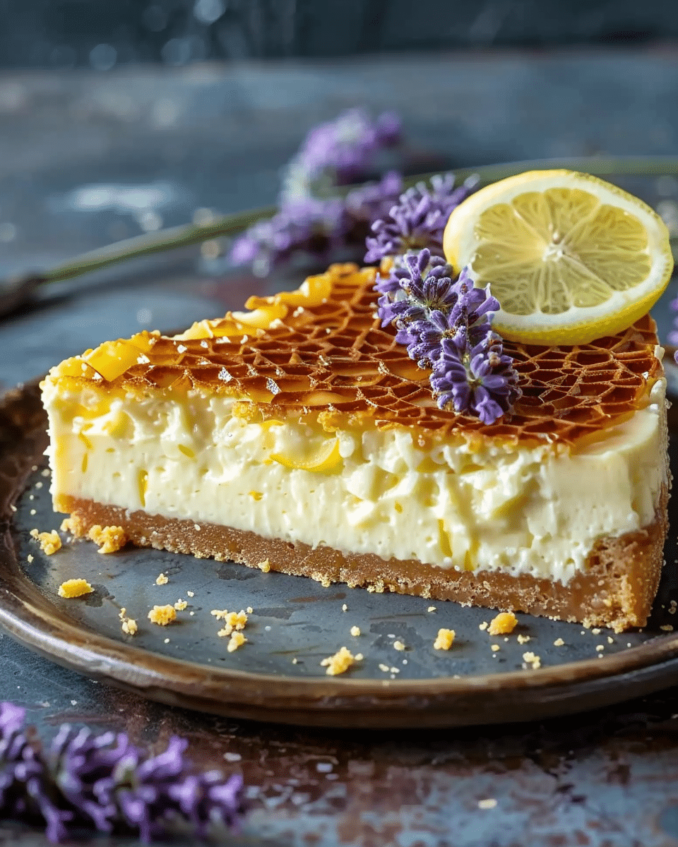 Lemon Lavender Cheesecake with Honeycomb