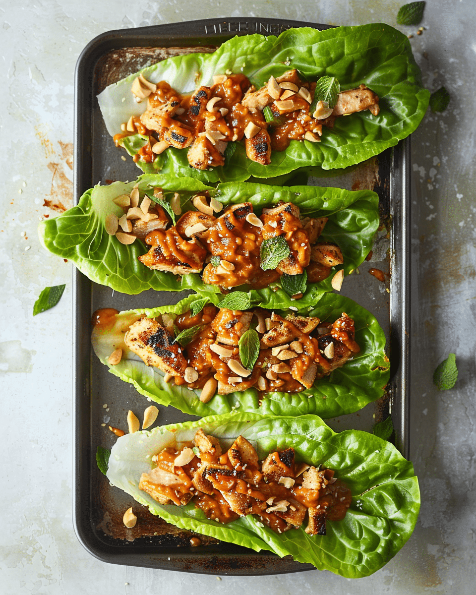 Peanut Chicken Lettuce Wraps
