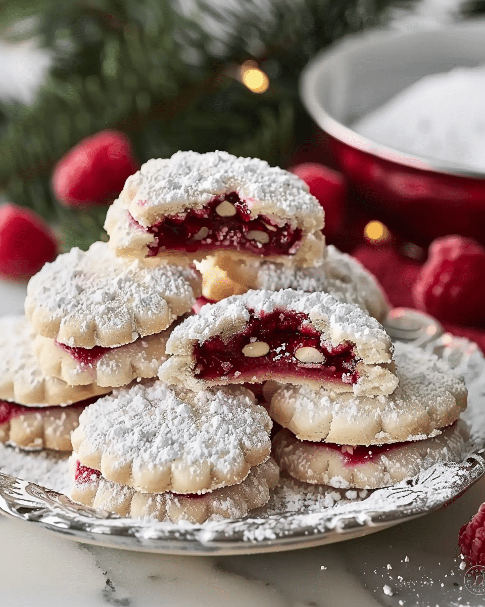 Raspberry-Filled Almond Snow Cookies – Festive Treat
