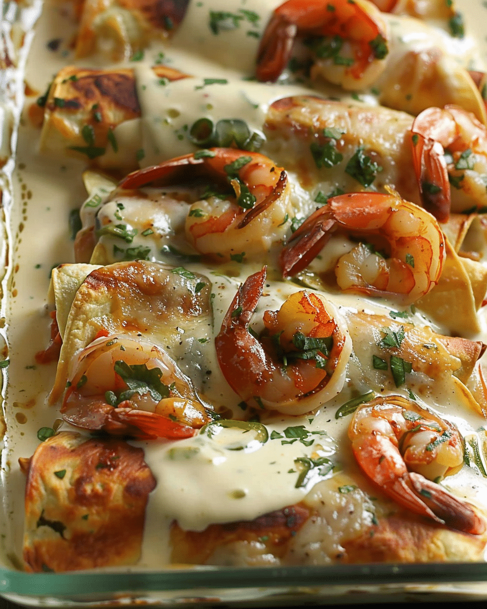 Roasted Shrimp Enchiladas with Jalapeño Cream Sauce