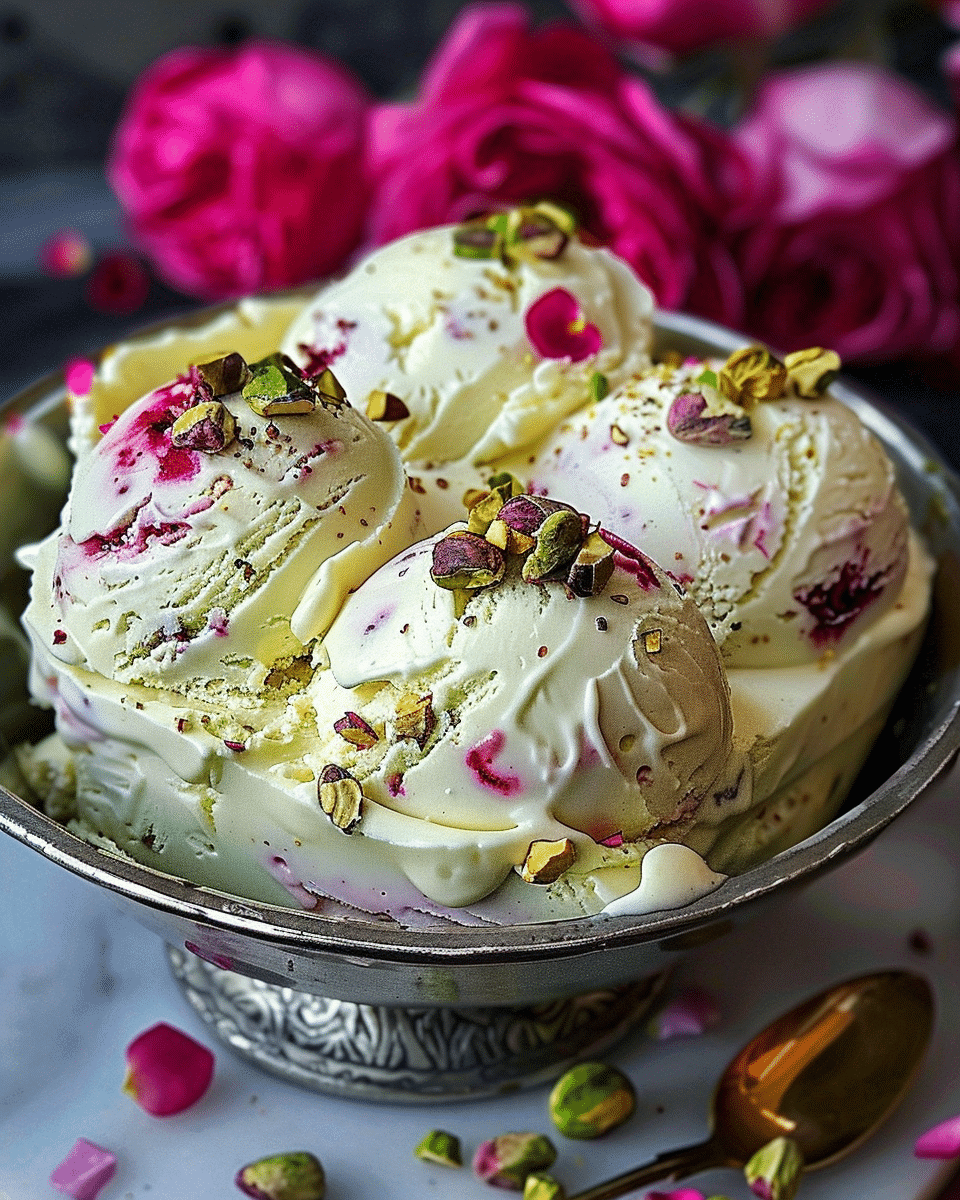 Rose Pistachio Cheesecake Ice Cream