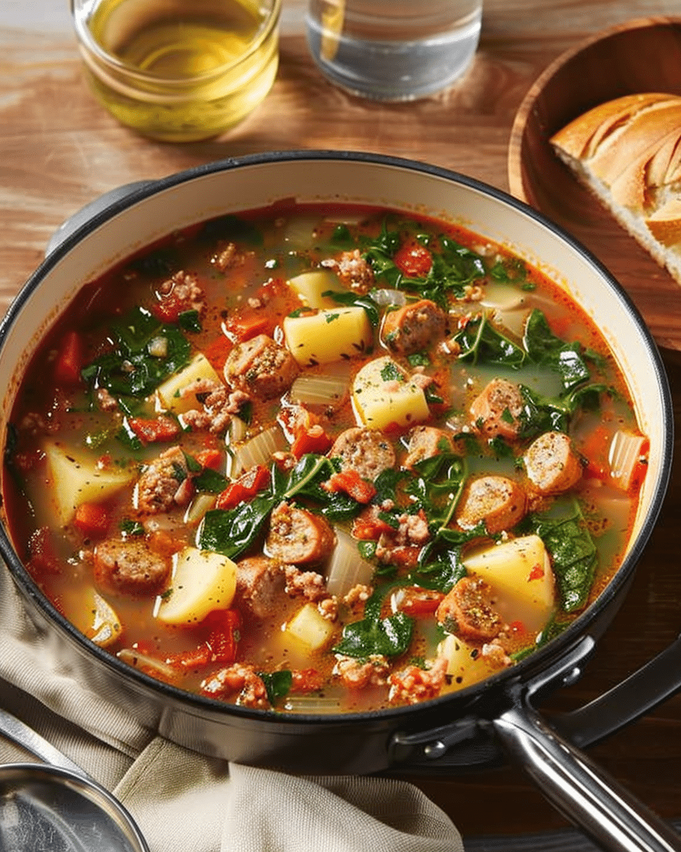 Sausage, Potato and Spinach Soup