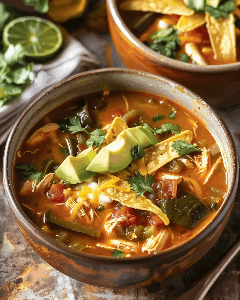 Image showcasing Home » Recipes » Soups & Stews » The Best Poblano Chicken Tortilla Soup ...