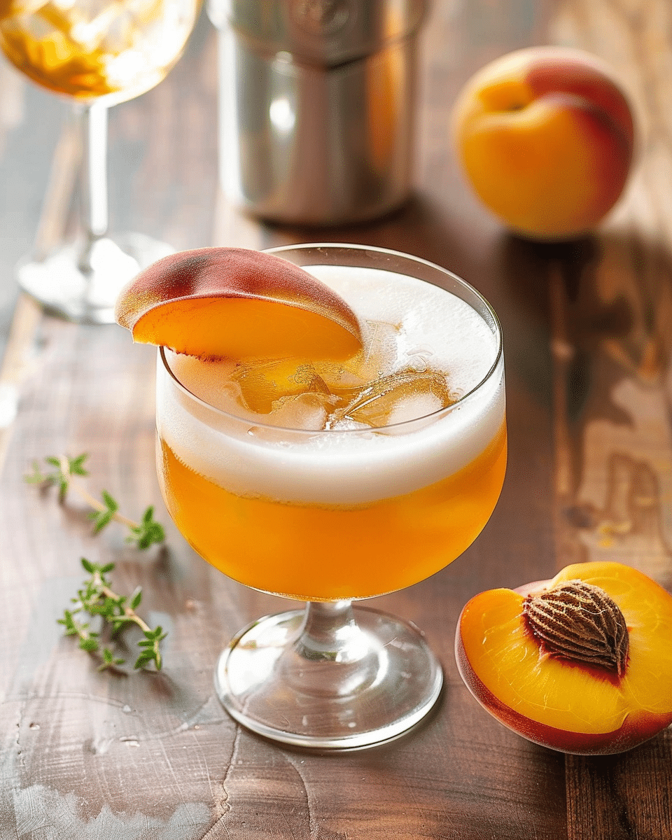 Roasted Peach Bourbon Cocktail Recipe