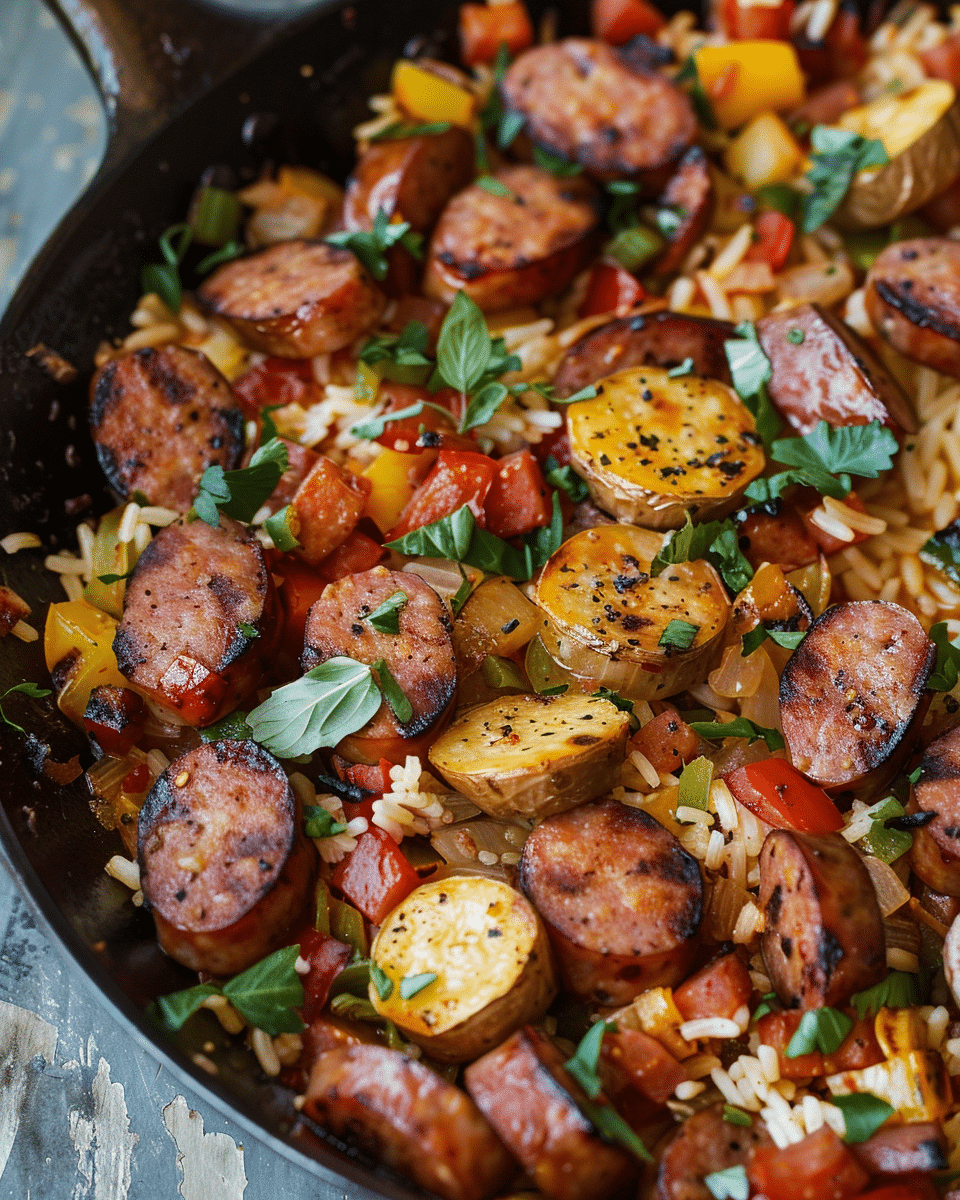 Summer Sausage Skillet with Andouille Sausage: A Flavorful One-Pan Meal