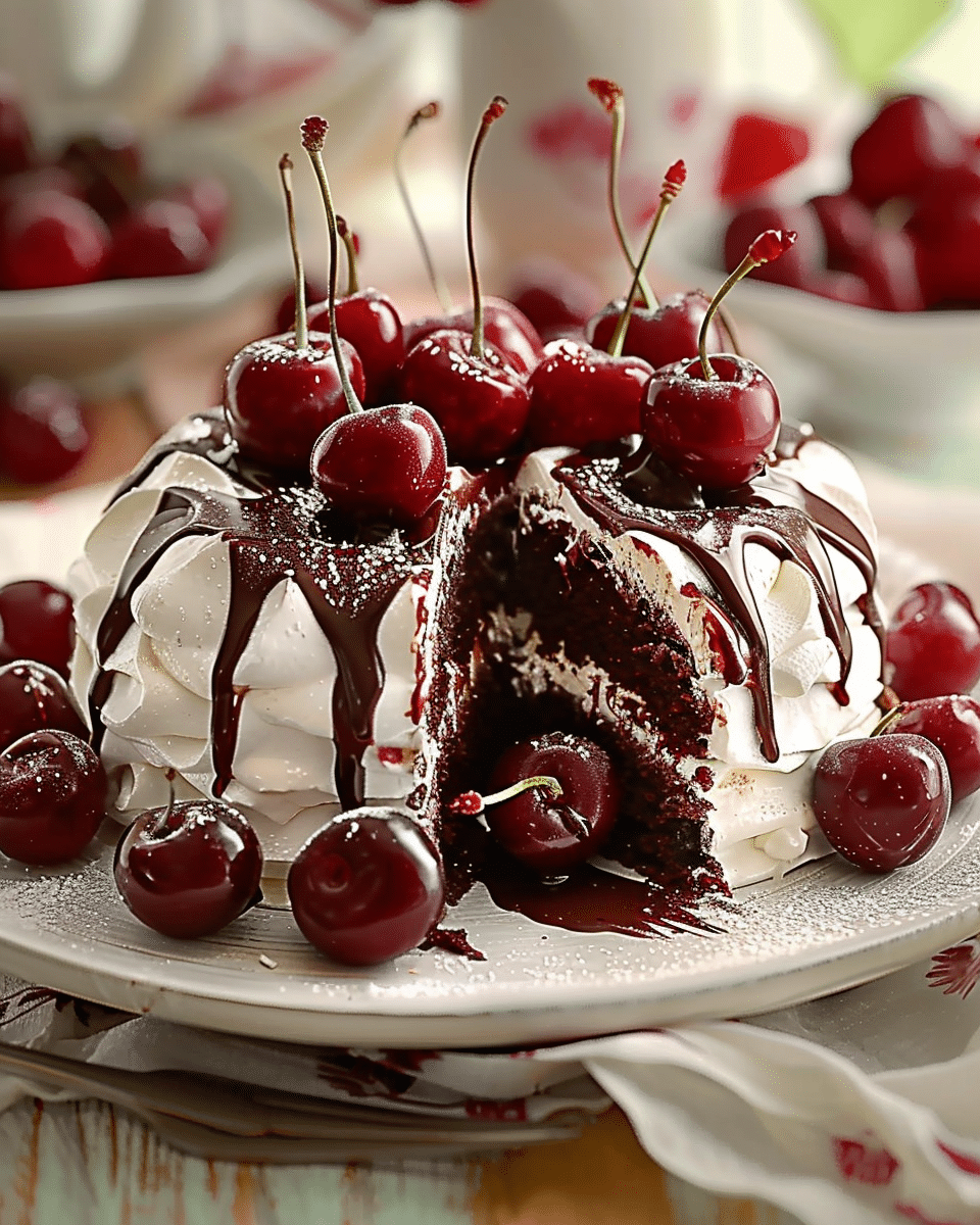 Swiss Chocolate Cherry Roll Cake